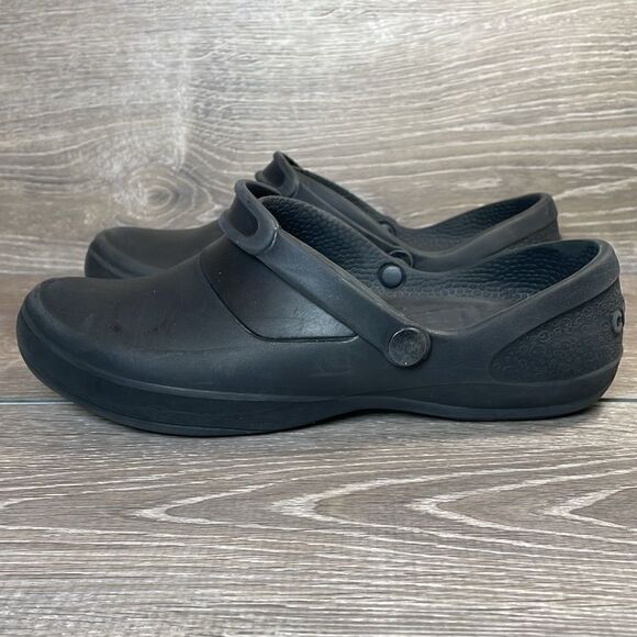 Crocs Mercy Black Rubber Women’s Size 9 Slip On Non Slip Work Clogs - Picture 3 of 11